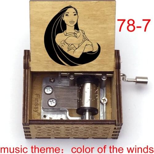 Wooden Colors of The Wind music theme figure print handed music box girls kids toy Christmas new year wedding birthday gifts