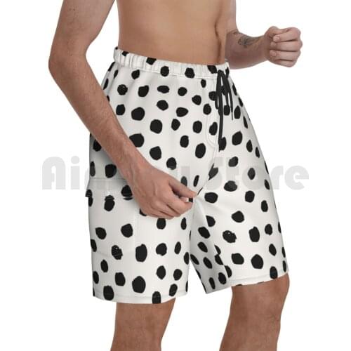 Preppy Brushstroke Free Polka Dots Black And White Spots Dots Dalmation Animal Spots Design Minimal Beach Shorts