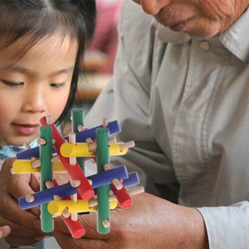 Pet Toy Colorful Wood Safety Knot Nibbler Chew Bite For Rabbit Animal Kid Adults