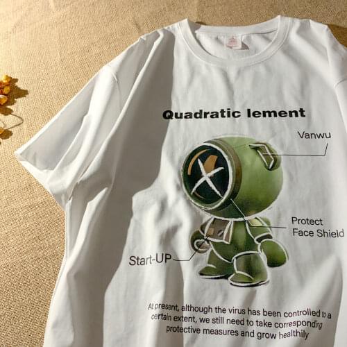 Kawaii Japanese Fashion Cartoon T Shirts Women 2021 Summer Brand Hip Hop Couples Teens Clothes Plus Size Casual Basic Tee Tops