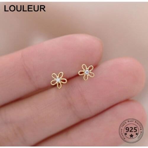 LouLeur Simple 925 Sterling Silver Earrings Small Flower Stud Earrings For Women Girls Jewelry Silver 925 Fashion Jewelry Daily