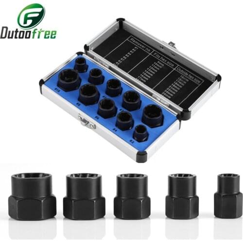 10PCS/Lot Damaged Nut Bolt Remover Kit 9-19mm Bolt Nut Screw Remover Extractor Removal Set Threading Tools Hand Tools Set