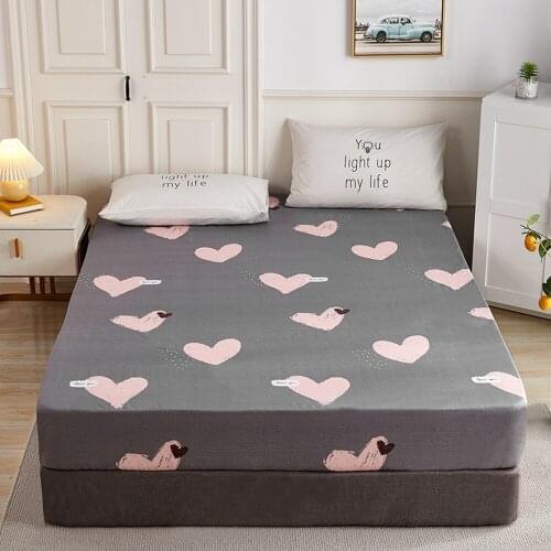 1pcs 100% Cotton Printed Fitted Sheet Mattress Cover Double Four Corners With Elastic Band Adult Kids Bed Linen (No Pillowcase)