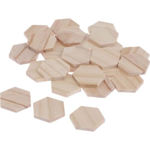 Unfinished 38mm Wood Cutout Hexagon Chips for Arts & Crafts Projects, Board Game Pieces, Ornaments (25 Pieces)