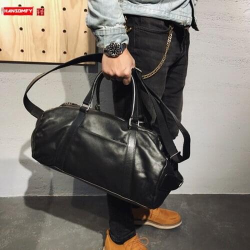 Original design! Casual leather big travel bag mens bag messenger handbag men large-capacity first layer leather shoulder bags