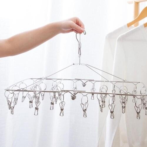 OTHERHOUSE Stainless Steel 30 Clips Pegs Clothing Rack Towel Clips Laundry Clothes Hanger for Bra Socks Underware Clothes pin