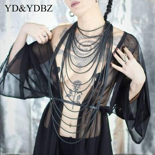 Oversize Art Necklace Jewelry for Women Necklace Punk Style Vintage collares 2020 Designers Handmade Rubber Choker Sweater Chain