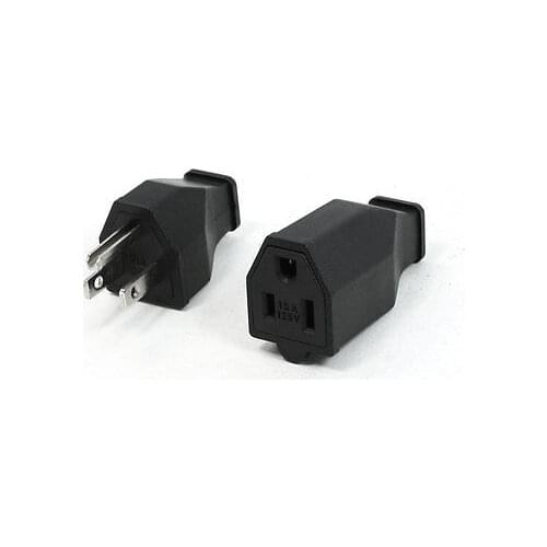 Pair 15 Amp 125V 9.5mm Diameter Cord Hole Plug Socket Adapter 3 Pin US Plug