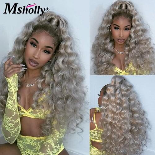 Ombre Ash Blonde Lace Front Human Hair Wigs 13x4 Loose Deep Wave Frontal Wig Brazilian Transparent Lace Closure Wig For Women