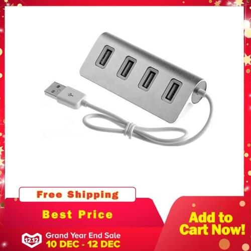 Portable Size Aluminum Alloy Super High Speed 4 Ports USB Hub USB Splitter Adapter With LED Indicator For PC Laptop Computer