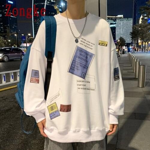 Zongke Casual Sweatshirt Men Clothing Harajuku Streetwear Men Vintage Sweatshirt Tracksuit Men Sweatshirts M-5XL 2021 Spring
