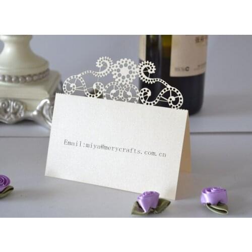 Laser cut flower lace wedding place cards,ivory pearl name cards for wedding supplies from Mery