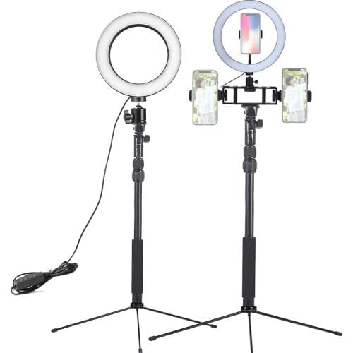 Aluminum Alloy Selfie Stick Monopod with Tripod LED Ring Flash Lamp For Live Streaming Vlog Video Bloggers