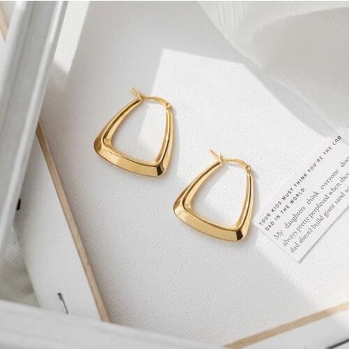 Titanium steel Earrings Korean Drop Metal Gold Earrings For women Female Retro Drop Earrings 2021 Trend Fashion Jewelry