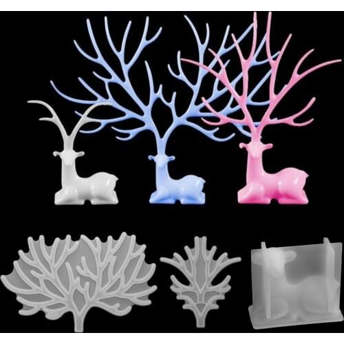 Elk Antler Silicone Mold Elk Crystal Epoxy Resin Casting Mould for DIY Resin Crafts Jewelry Making Tool Christmas Decoration