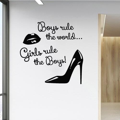 Fashion Shoes Woman Lips Wall Decal Quote Rules Wall Sticker Decorative For Beauty Salon Clothing Store Vinyl DW20372