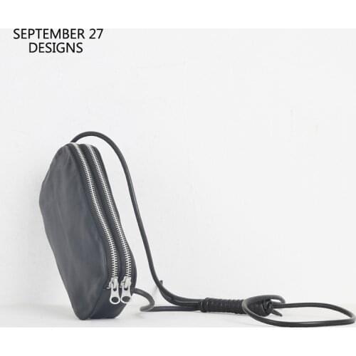 New Fashion Men Mini Satchels Genuine Leather Luxury Handmade Messenger Crossbody Pack Cell Phone Bag Unisex Travel Passport Bag