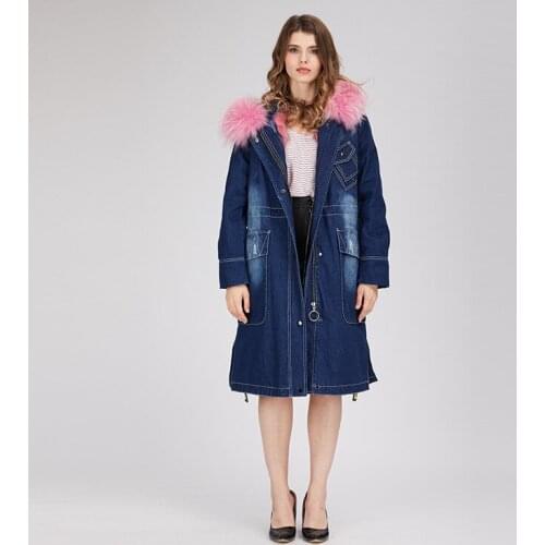 2019 Yiwu New Arrival Removed Raccoon Fur Collar Fox Fur Liner Parka Overcoat Coat For Autumn And Winter Great Fur Coat