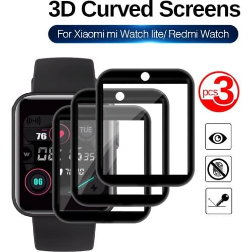 3Pcs Tempered Glass For Xiaomi Mi Watch Lite Smart Watch Xiomi Watch Lite Redmi Watch Screen Protector soft Protective FIlms