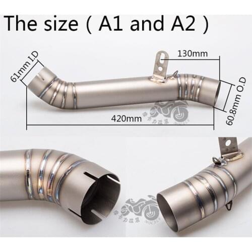 Yolinson Motorcycle part street Aprilia RSV4 60mm inlet diameter 42cm middle link pipe fit with Moto exhaust pipe