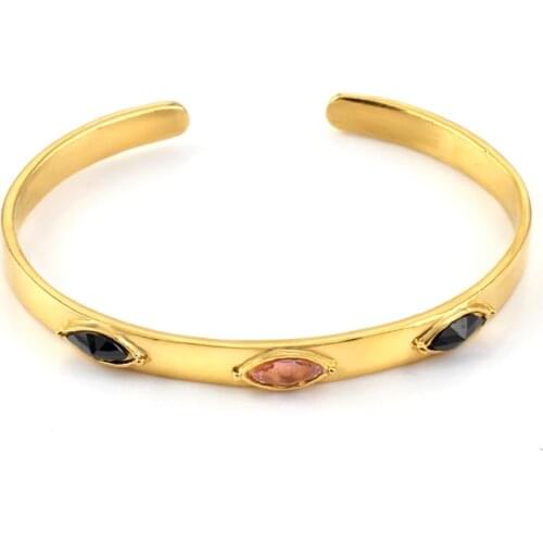 Fashion Open Cuff Bracelets&Bangles for Women Gold 316L Stainless Steel Adjustable Inlaid Crystal Bracelet Gifts Jewelry