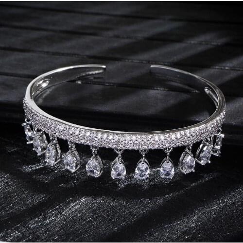 Luxury water drop Tassels Bangle Fashion Dubai Bridal Jewelry For Women Wedding brincos para as mulheres S0741