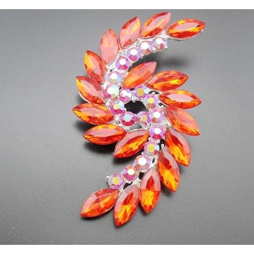 1 Piece Elegant Fashion Red Crystal Rhinestone Silver Plated Statement Double Spiral Brooches Pins for Women 2018 Item:BH7617