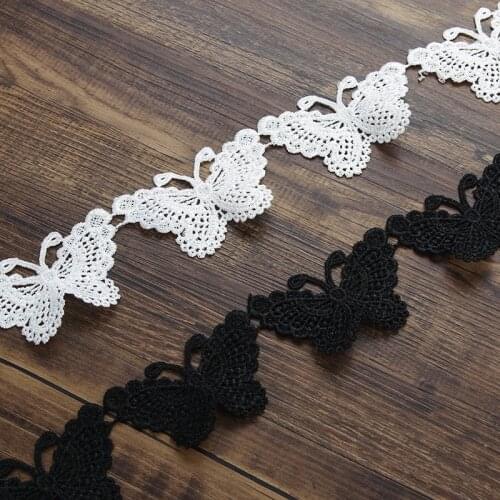 15yards White Butterfly Lace Applique Water Soluble Embroidery Lace Trim For Garment Accessories Sew On Guipure Lace Fabrics