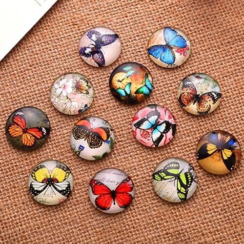 20mm Mixed Style Round Glass Cabochon Dome Jewelry Finding Cameo Pendant Settings 20pcs/lot K04778