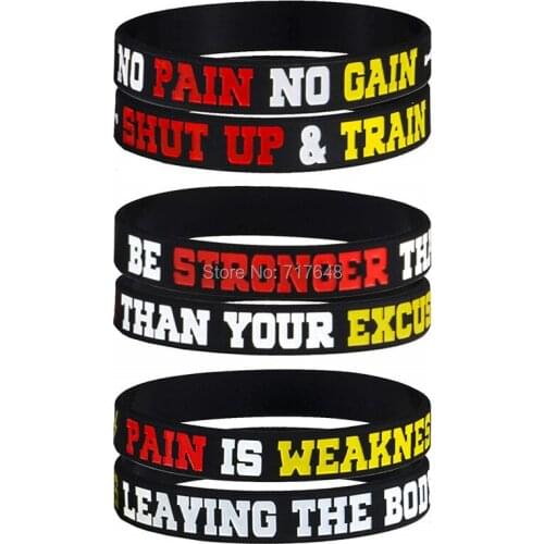 300pcs Daily Gym Workout Perseverance and Exercise Motivation wristband silicone bracelets free shipping by FEDEX A