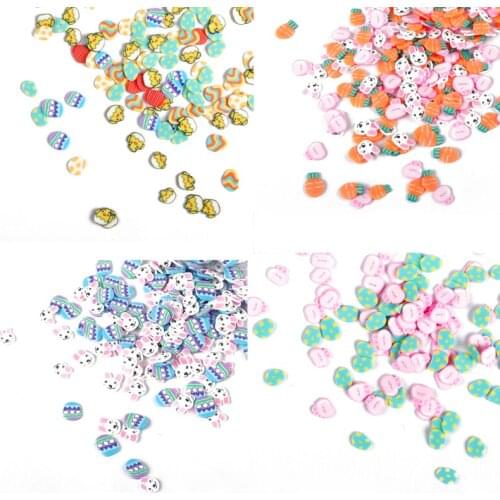 4 Pcs Easter Eggs Polymer Clay Slices Nail Art Decorations Easter Bunny Sequins For Nail Design Rabbit Chick Soft Pottery Flakes