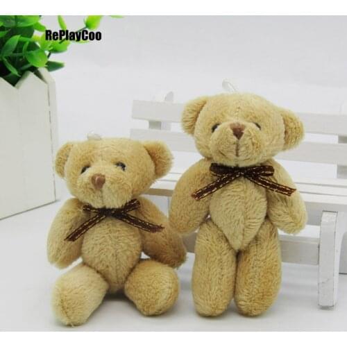 50PCS/LOT Kawaii Small Joint Teddy Bears Stuffed Plush With Bow Tie 8CM Toy Teddy-Bear Bear Ted Bears Plush Toys Wedding 0302