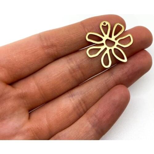6pcs Brass Daisy Charms, Flower Shaped Raw Brass Pendant, Brass Earring Findings, Brass Earring Components 25*25mm