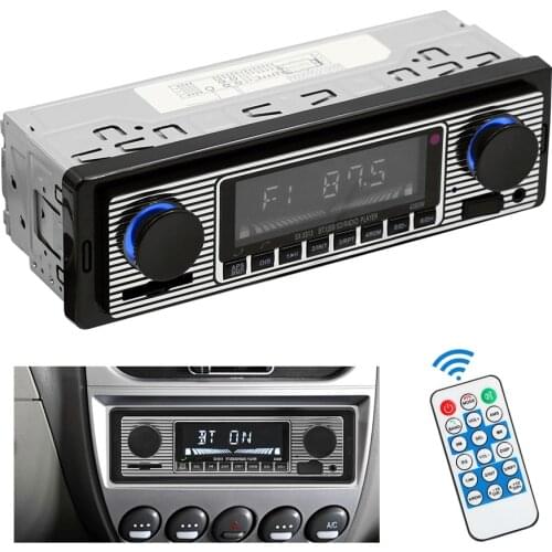 Auto Electric Parts 12V Car Radio Audio FM MP3 Multimedia Player Stereo In-dash TF USB AUX Support Bluetooth Wireless Vintage