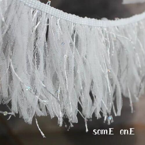 White tassel Dress Lace Trim Ribbon DIY Skirt hem Doll collar Cuffs Decor Designer Accessories 50x9cm