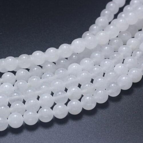 4-10MM Round Milky Stone Beads Natural Stone Beads and Beads for Jewelry Making DIY Bracelet Necklace Jewelery Strand 15"