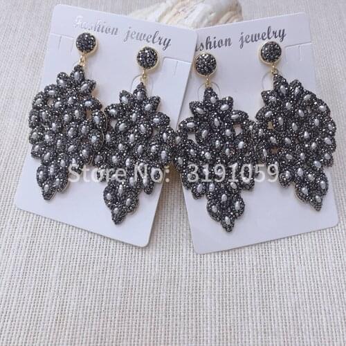 European and American vogue sets shell high-grade simple sense eardrop 100 build long flower temperament earring adorn article