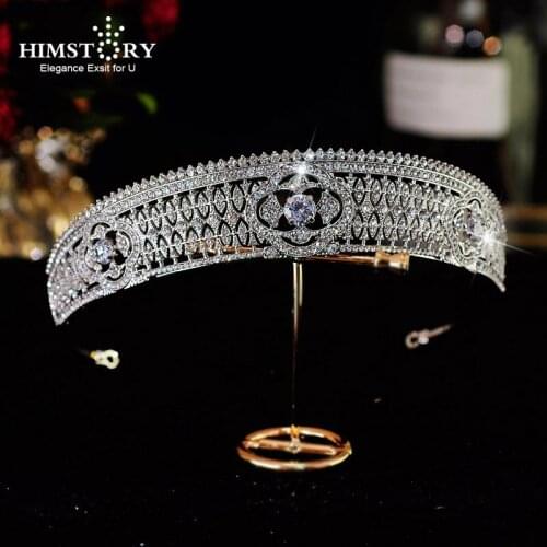 HIMSTORY New European Wedding Hair Accessories Zircon Bridal Headwear Crown Wedding Dress Accessories Tiaras
