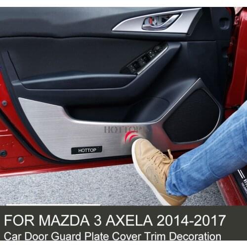 HOTTOP Brand Car Accessories Anti Kick Pad Car Door Guard Plate Cover Trim Decoration FOR MAZDA 3 AXELA NEW 2017 Car Styling