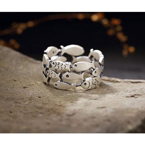 Huitan Fancy Fish Rings Women Trendy Jewelry Antique Color Fashion Versatile Female Finger Rings Hip Hop Style Party Accessories