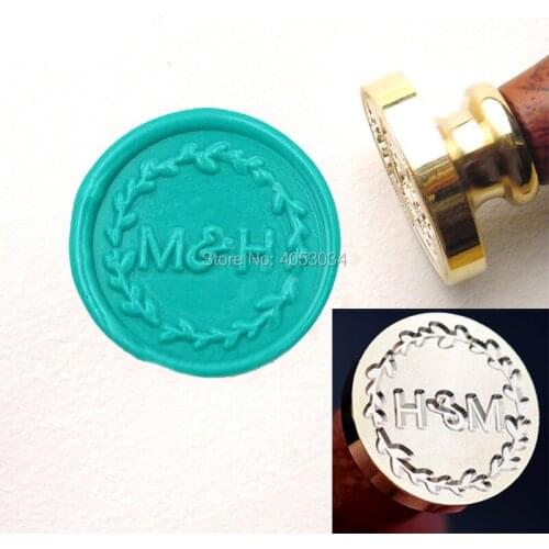Personalized Initials with wreath Wax Seal Stamp-Custom 2 Initials Wax Stamp-Wedding Wax Seals-Monogram wax seal-Double initials