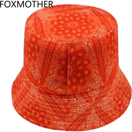 FOXMOTHER New Hip Hop Black Red Color Paisley Fishing Caps Bucket Hats Bonnie Mens Bob Gorras Casquette Outdoor