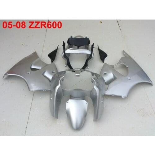 Injection bodywork fairing kit for Kawasaki Ninja ZZR600 05 06 07 08 silver black fairings ZZR600 2005-2008 TW24