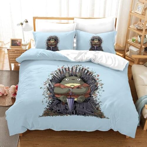 Japan Anime Neighbor Totoro Bedding Set Twin King Size Kawaii Duvet Cover Luxury for Kids 150 Bed Set 3D Quilt Bedroom Decor
