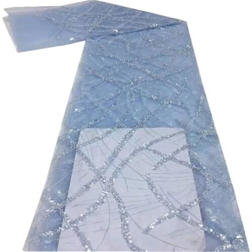 SJ Lace Latest African Lace Fabric 2021High Quality French Lace With Sequins Nigerian Lace Fabrics For Wedding Dress Sew dp6-8