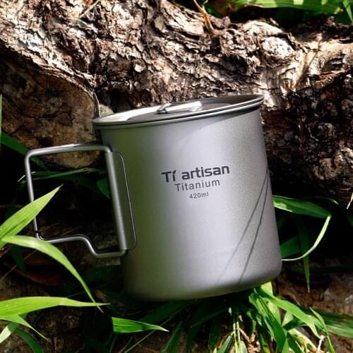 420ml Mug Ultralight Titanium Water Cup Drinking Mug for Camping Hiking Picnic Backpack Light Weight Drinkware Ta8306