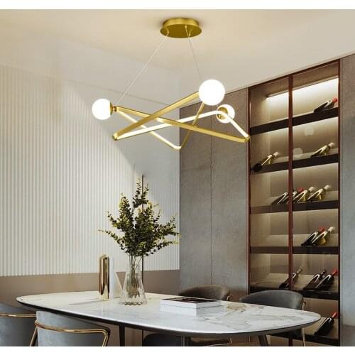 Nordic Led Chandellier Indoor Lighting Fixtures Modern for Living room Dining room Ktichen Hanging Lamp Bedroom Black&Gold Light