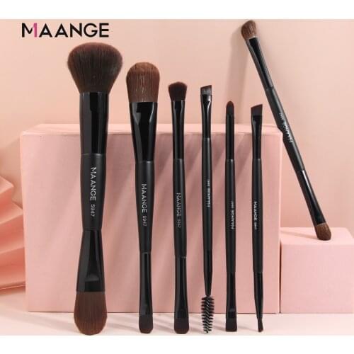 MAANGE Pro 7pcs Makeup Brushes Double Headed Foundation Powder Concealer Eyebrow Eyelash Eyeline Blending Beauty Make Up Brush