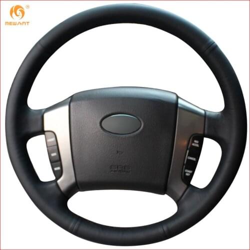 MEWANT for 2003 2004 2005 2006 2007 2008 2009 Kia Sorento Black Genuine Leather Car Steering Wheel Cover Interior Accessories