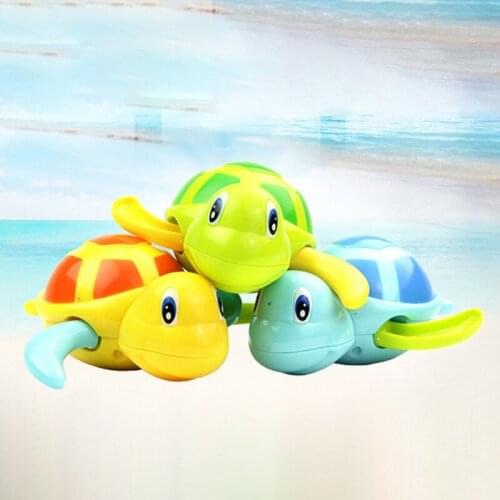K5DD Cute Cartoon Toddler Bath Toys Wind-Up Turtle Bathroom Baby Clockwork Animal Little Turtle Hippo Fish Shaped Swimming Water